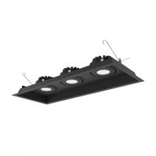  NMRT3-3RL130FBB - Three-Head Flanged LED Multiple Lighting Trim, 900lm per Head w/ Flood Optic, 3000K, Regressed Black