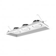  NMRT3-3RL230FWW - Three-Head Flanged LED Multiple Lighting Trim, 1500lm per Head w/ Flood Optic, 3000K, Regressed