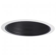  NTM-30 - 6" BR/PAR30 Stepped Baffle w/ Plastic Ring, Black/White