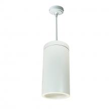 Nora NYLS3-6P1L230NC12WWW - 6" Sapphire III Pendant Mount White Cylinder, Matte Powder White Reflector/Matte Powder White