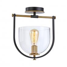  AC11743BB - Cheshire Collection 1-Light Semi-Flush Mount, Black & Brass