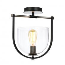  AC11743NB - Cheshire Collection 1-Light Semi-Flush Mount, Black & Nickel