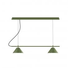  CHBX445-22-L12 - 2-Light Linear Axis LED Chandelier, Fern Green