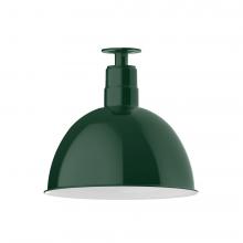  FMB117-42-W16-L13 - 16" Deep Bowl shade, LED Flush Mount ceiling light with wire grill, Forest Green