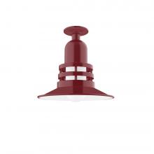  FMB148-55-G07 - Atomic 12" Flush Mount Light with Frosted Glass in Barn Red