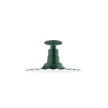  FMB158-42-G05 - 12" Radial shade, Flush Mount Light ceiling light with clear glass and cast guard, Forest Green