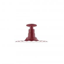  FMB158-55-G06 - 12" Radial shade, Flush Mount Light ceiling light with Frosted Glass and cast guard, Barn Red