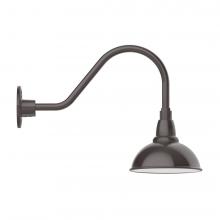 Montclair Light Works GNA105-51-W08-L10 - 8" Cafe shade, LED Gooseneck Wall Mount with wire grill, Architectural Bronze