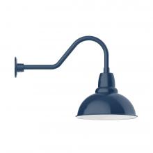 Montclair Light Works GNB107-50-W14-L13 - 14" Cafe shade, LED Gooseneck Wall Mount with wire grill, Navy