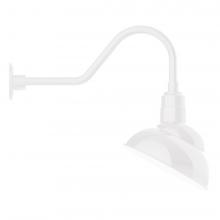 Montclair Light Works GNB121-44-S03-L12 - 12" Emblem shade LED Gooseneck Wall Mount with swivel, White