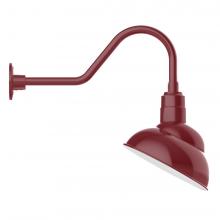 Montclair Light Works GNB121-55-B01-L12 - 12" Emblem shade LED Gooseneck Wall Mount, decorative canopy cover, Barn Red