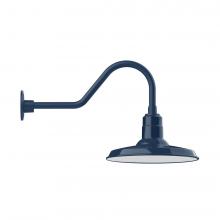 Montclair Light Works GNB183-50-W14-L13 - 14" Warehouse shade, LED Gooseneck Wall Mount with wire grill, Navy