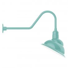 Montclair Light Works GNC122-48-B01-L13 - 14" Emblem shade LED Gooseneck Wall Mount, decorative canopy cover, Sea Green