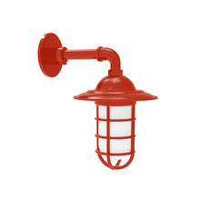 Montclair Light Works GNM052-26 - Vaportite, Style A shade, single wall mount with clear glass and cast guard, Vermillion