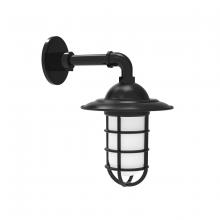 Montclair Light Works GNM052-41 - Vaportite, Style A shade, single wall mount with clear glass and cast guard, Black