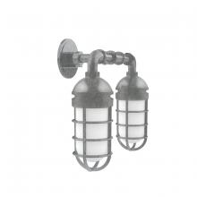 Montclair Light Works GNP050-49 - Vaportite, no shade, double wall mount with clear glass and cast guard, Painted Galvanized