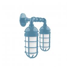 Montclair Light Works GNP050-54 - Vaportite, no shade, double wall mount with clear glass and cast guard, Light Blue