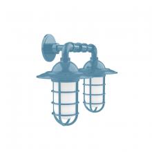 Montclair Light Works GNP052-54 - Vaportite, Style A shade, double wall mount with clear glass and cast guard, Light Blue