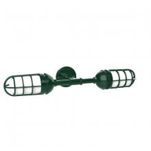 Montclair Light Works GNQ050-42 - Vaportite, no shade, double wall mount with clear glass and cast guard, Forest Green