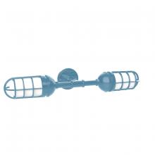 Montclair Light Works GNQ050-54 - Vaportite, no shade, double wall mount with clear glass and cast guard, Light Blue