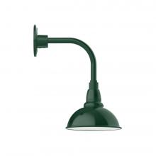 Montclair Light Works GNT105-42-L10 - 8" Cafe shade, LED Curved Arm Wall Mount, Forest Green