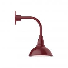 Montclair Light Works GNT105-55-L10 - 8" Cafe shade, LED Curved Arm Wall Mount, Barn Red