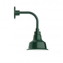 Montclair Light Works GNT180-42-W08-L10 - 8" Warehouse shade, LED Curved Arm Wall Mount with wire grill, Forest Green