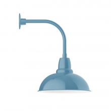  GNU108-54-W16-L13 - 16" Cafe shade, LED Curved Arm Wall Mount with wire grill, Light Blue