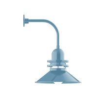 Montclair Light Works GNU151-54 - 18" Atomic shade, Curved Arm wall mount, Light Blue
