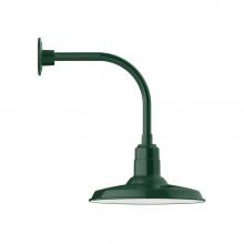 Montclair Light Works GNU183-42-L13 - 14" Warehouse shade, LED Curved Arm Wall Mount, Forest Green