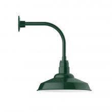 Montclair Light Works GNU184-42-W16-L13 - 16" Warehouse shade, LED Curved Arm Wall Mount with wire grill, Forest Green