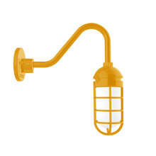 Montclair Light Works GNV050-21 - Vaportite, no shade, gooseneck wall mount with clear glass and cast guard, Bright Yellow