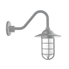 Montclair Light Works GNV052-49 - Vaportite, Style A shade, gooseneck wall mount with clear glass and cast guard, Painted Galvanized