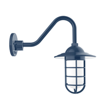Montclair Light Works GNV052-50 - Vaportite, Style A shade, gooseneck wall mount with clear glass and cast guard, Navy