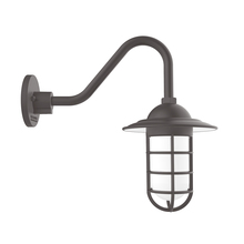 Montclair Light Works GNV052-57 - Vaportite, Style A shade, gooseneck wall mount with clear glass and cast guard, Bronze Matte