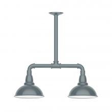  MSB105-40-L10 - 8" Cafe shade, 2-light LED Stem Hung Pendant, Slate Gray