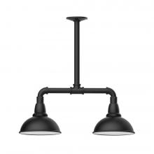  MSB105-41-L10 - 8" Cafe shade, 2-light LED Stem Hung Pendant, Black