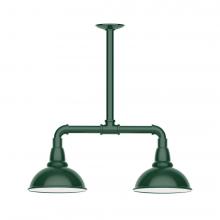  MSB105-42-L10 - 8" Cafe shade, 2-light LED Stem Hung Pendant, Forest Green