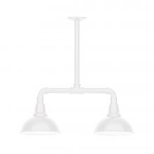  MSB105-44-L10 - 8" Cafe shade, 2-light LED Stem Hung Pendant, White