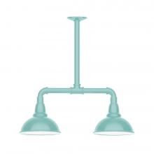  MSB105-48-L10 - 8" Cafe shade, 2-light LED Stem Hung Pendant, Sea Green