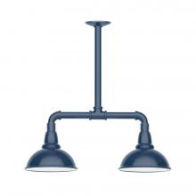 Montclair Light Works MSB105-50-L10 - 8" Cafe shade, 2-light LED Stem Hung Pendant, Navy