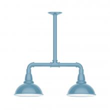  MSB105-54-L10 - 8" Cafe shade, 2-light LED Stem Hung Pendant, Light Blue