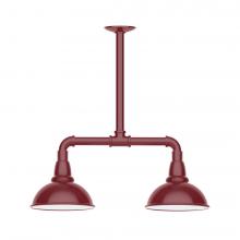 Montclair Light Works MSB105-55-L10 - 8" Cafe shade, 2-light LED Stem Hung Pendant, Barn Red