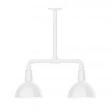  MSB114-44-L10 - 8" Deep Bowl shade, 2-light LED Stem Hung Pendant, White