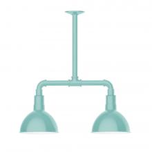  MSB114-48-L10 - 8" Deep Bowl shade, 2-light LED Stem Hung Pendant, Sea Green