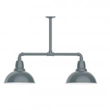  MSD106-40-L12 - 12" Cafe shade, 2-light LED Stem Hung Pendant, Slate Gray