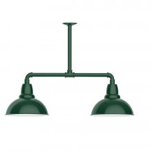  MSD106-42-L12 - 12" Cafe shade, 2-light LED Stem Hung Pendant, Forest Green