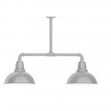  MSD106-49-L12 - 12" Cafe shade, 2-light LED Stem Hung Pendant Painted Galvanized