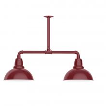  MSD106-55-L12 - 12" Cafe shade, 2-light LED Stem Hung Pendant, Barn Red