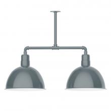  MSD117-40-W16-L13 - 16" Deep Bowl shade, 2-light LED Stem Hung Pendant with wire grill, Slate Gray